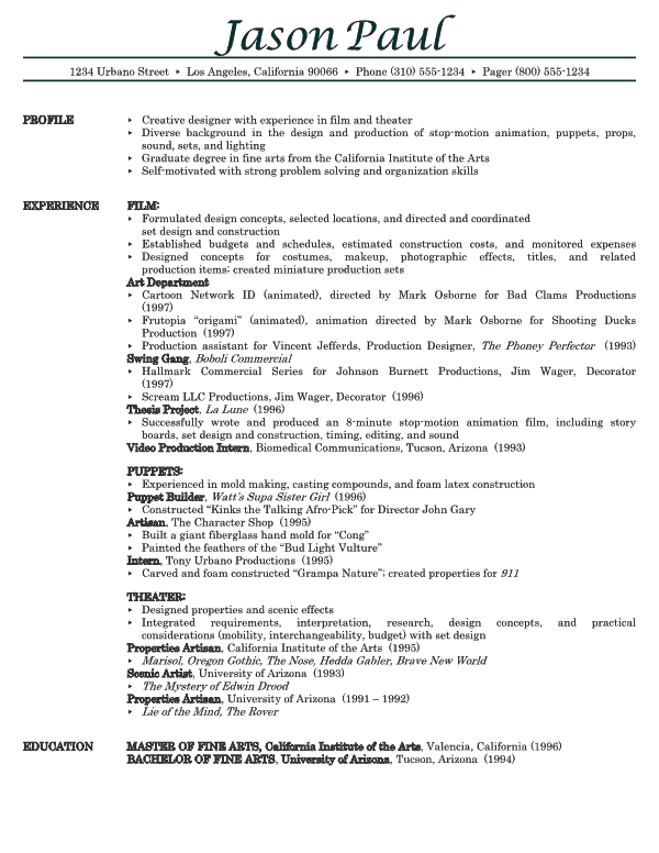 Promoter resume format